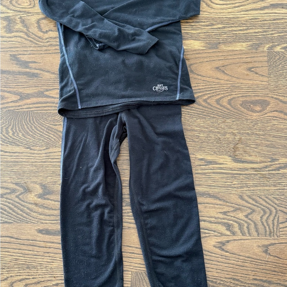 Hot Chillys Kids Black Matching Set Long Johns
